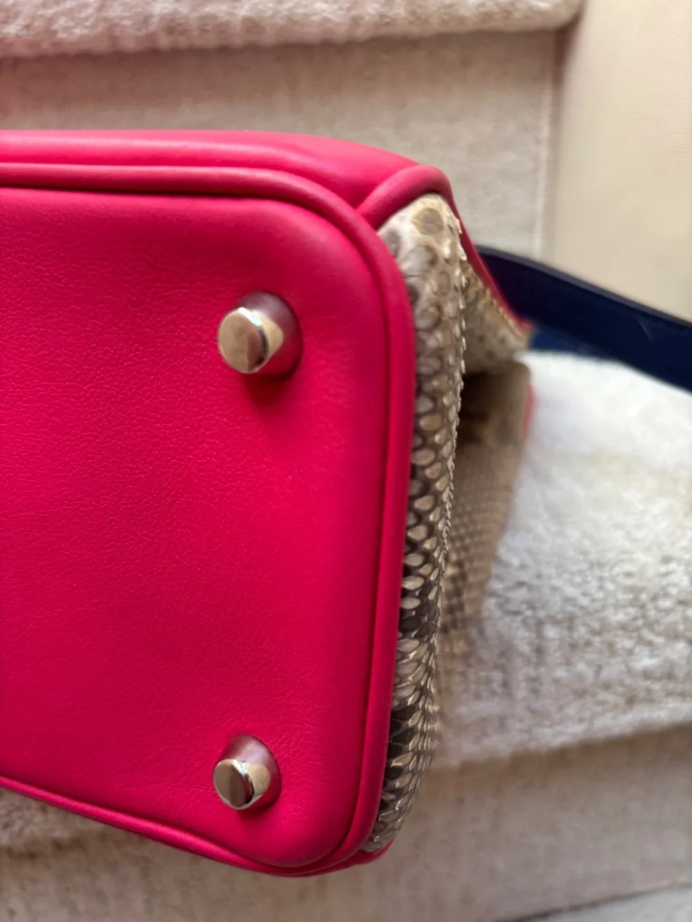 Christian Dior Diorissimo Tote in Hot Pink, Royal Blue & Python Pre-Owned